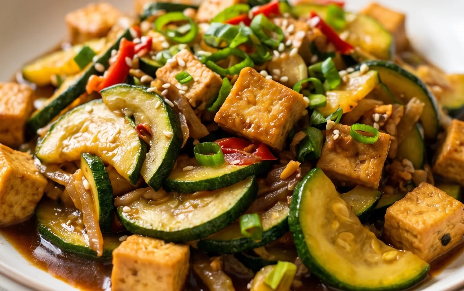 Zucchini Stir Fry With Tofu (Vegan)