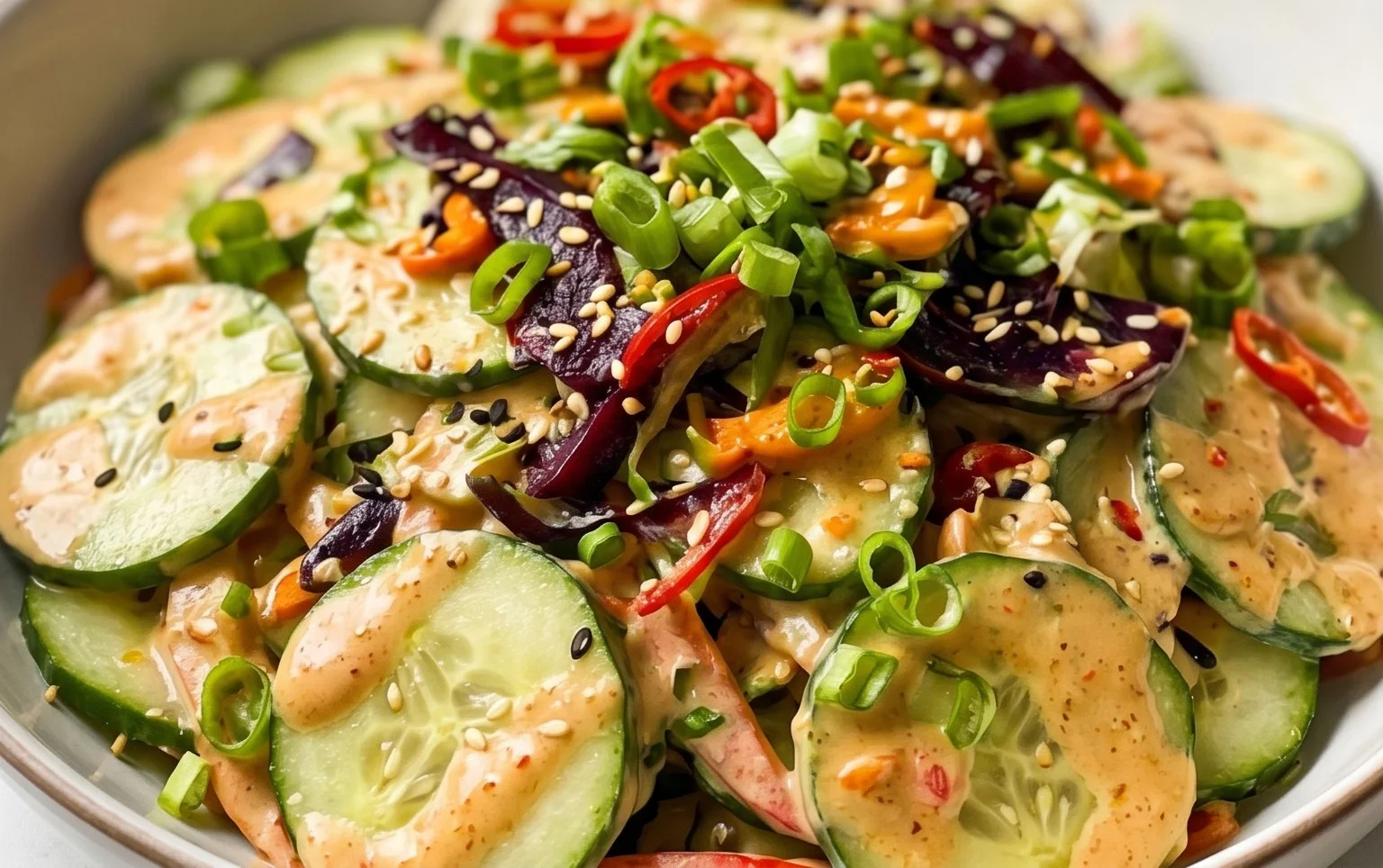 Creamy Asian Cucumber Salad Bowl