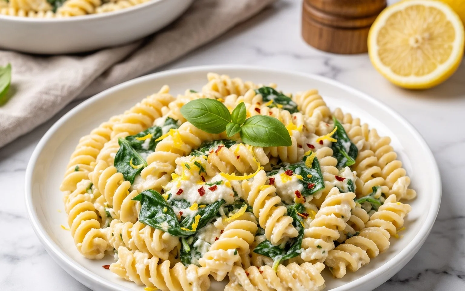 Lemon ricotta pasta & spinach