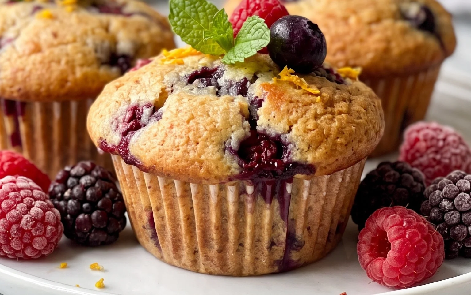 Bakery Style Mixed Berry Muffins | with Frozen Berries