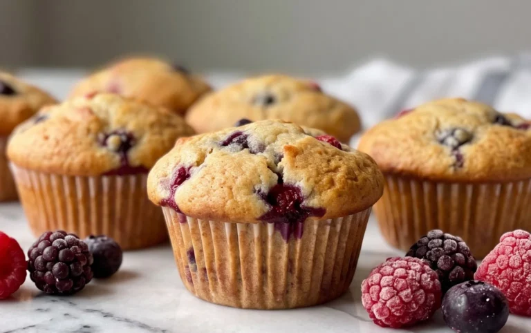 Bakery Style Mixed Berry Muffins | with Frozen Berries