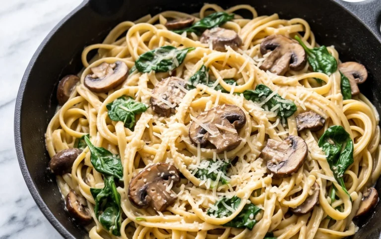 Parmesan Spinach Mushroom Pasta Skillet