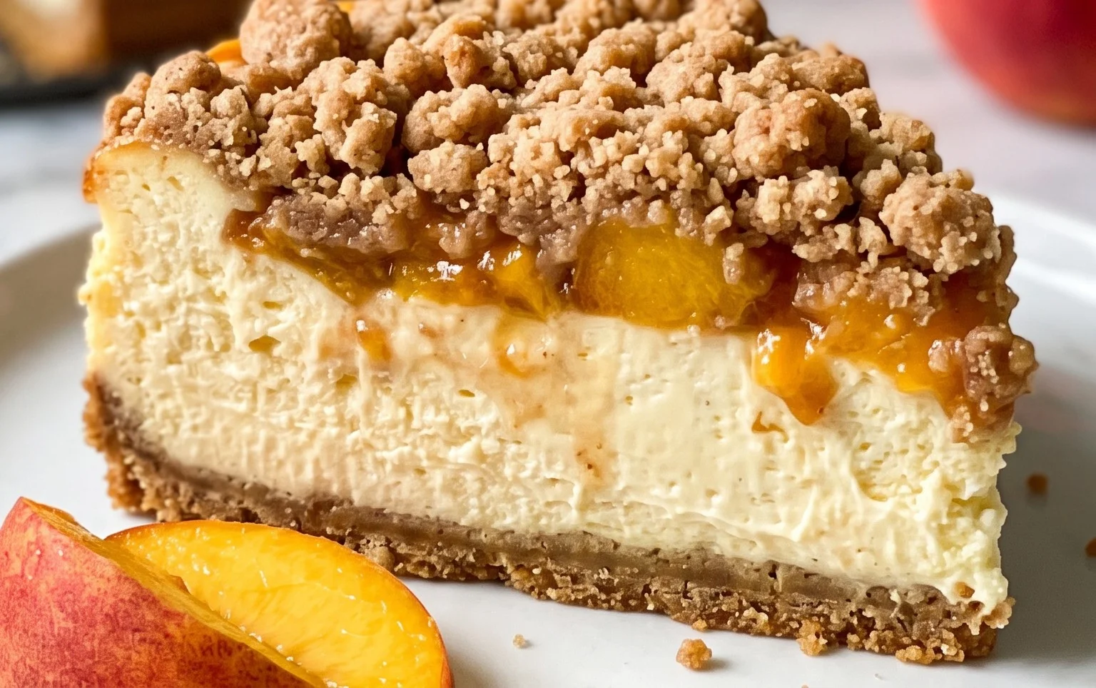 Peach Cream Cheese Cake with Streusel Topping