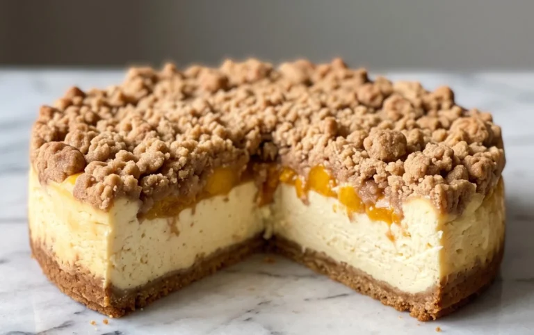 Peach Cream Cheese Cake with Streusel Topping