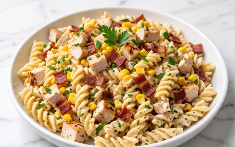Chicken and Corn Pasta Salad with Beef Bacon