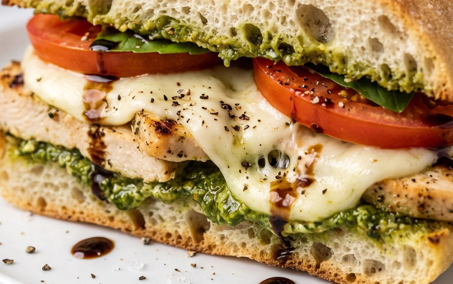 Chicken Pesto Caprese Sandwich