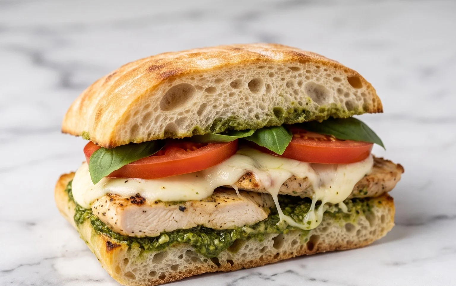 Chicken Pesto Caprese Sandwich