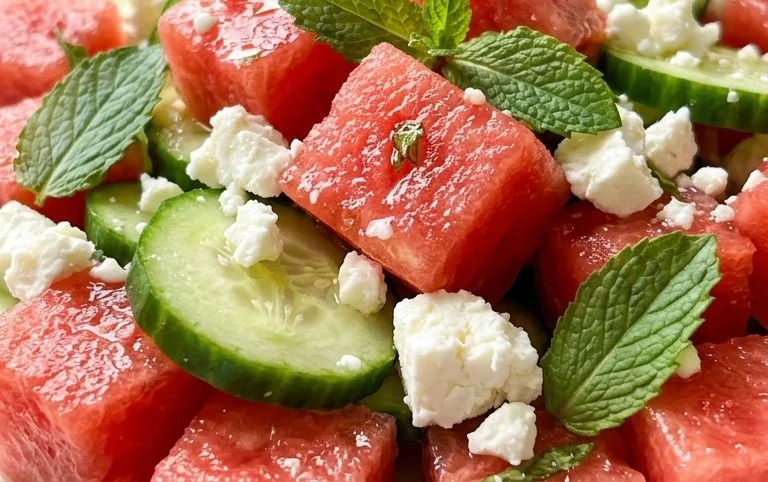 Watermelon Salad with Cucumber and Feta