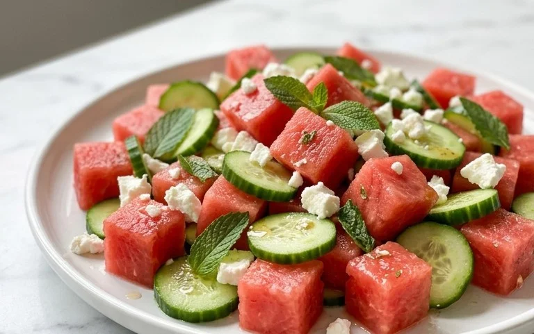 Watermelon Salad with Cucumber and Feta