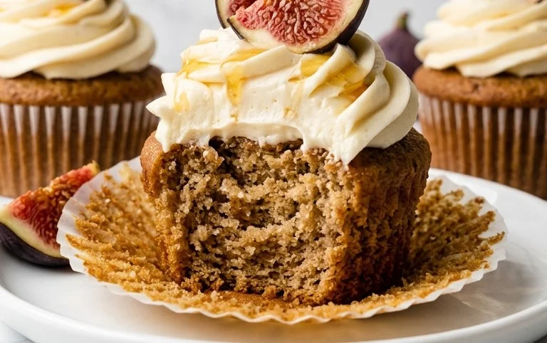 Fig Cupcakes with Honey Cream Cheese Frosting