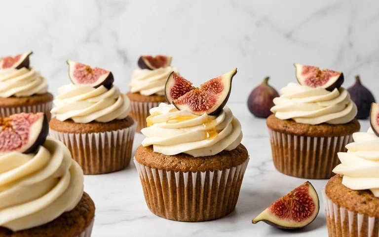 Fig Cupcakes with Honey Cream Cheese Frosting