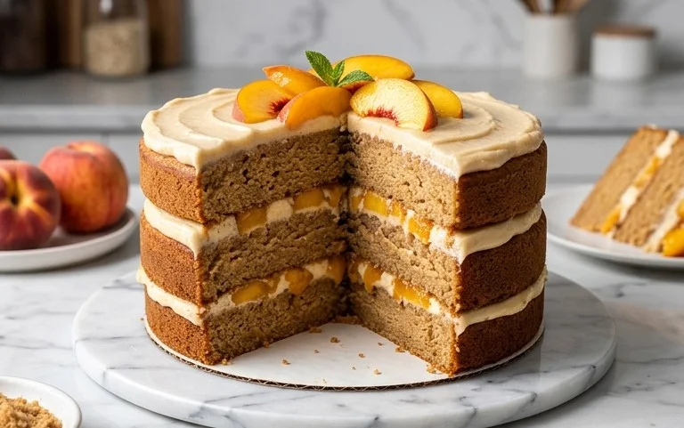 Brown Sugar Layer Cake with Peach Filling