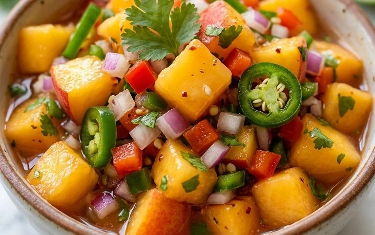 Sweet & Spicy Peach Salsa Canning Recipe