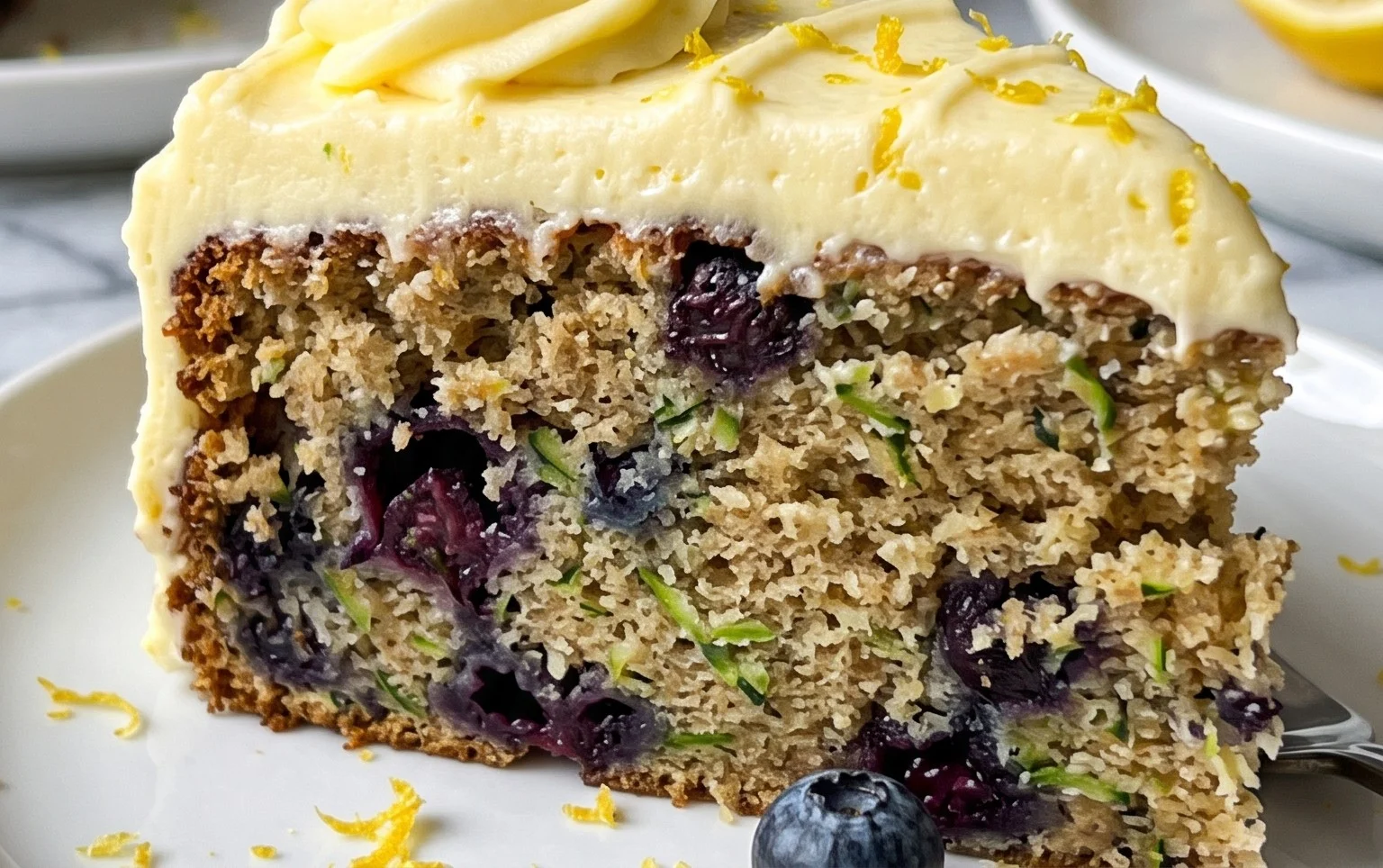 Blueberry Zucchini Cake with Lemon Buttercream