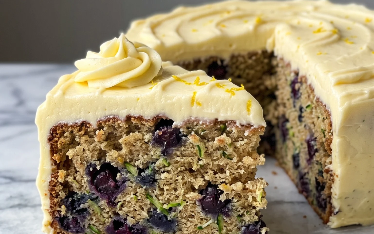 Blueberry Zucchini Cake with Lemon Buttercream